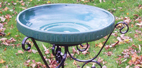 Scroll bird bath